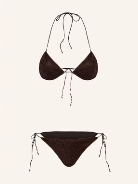 Oséree Bikiny S Trojúhelníkovým Horním Dílem Lumiere S Třpytivou Přízí tmavě / růžového zlata hnědá