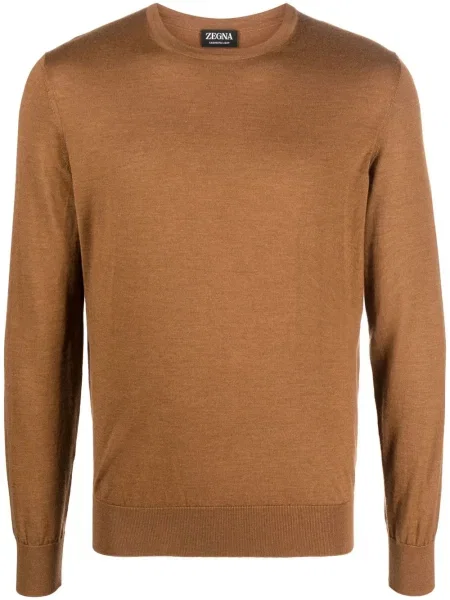Pulover Zegna din cașmir cu decolteu rotund maro