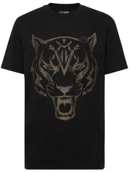 Tricou Plein Sport cu dungi de tigru negru