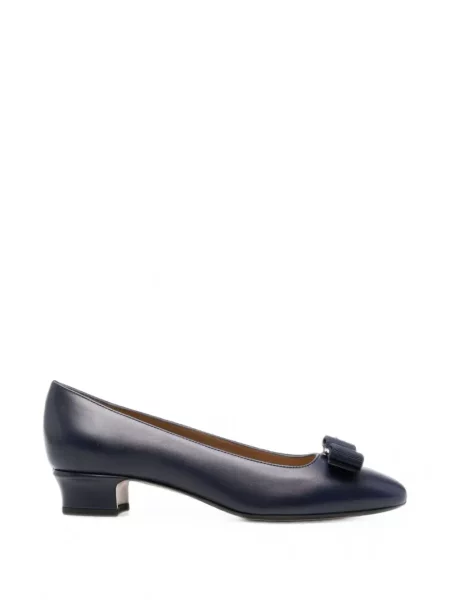 Pantofi cu toc Ferragamo cu funde din piele albastru