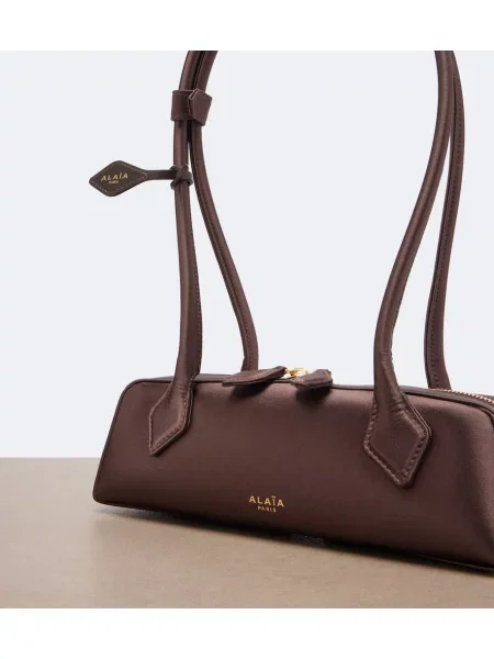 Geantă Alaïa din satin maro