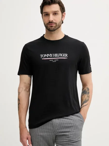 Тениска Tommy Hilfiger с принт черно