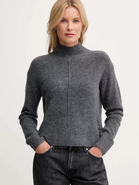 Pepe Jeans pulover din amestec de lână cu turtleneck gri