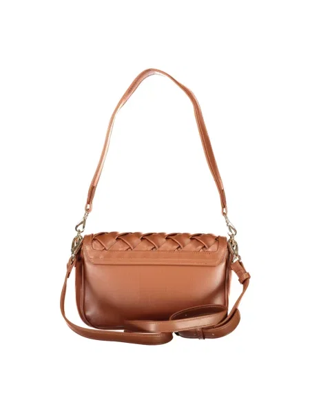 Lniana torebka Valentino Bags brązowa