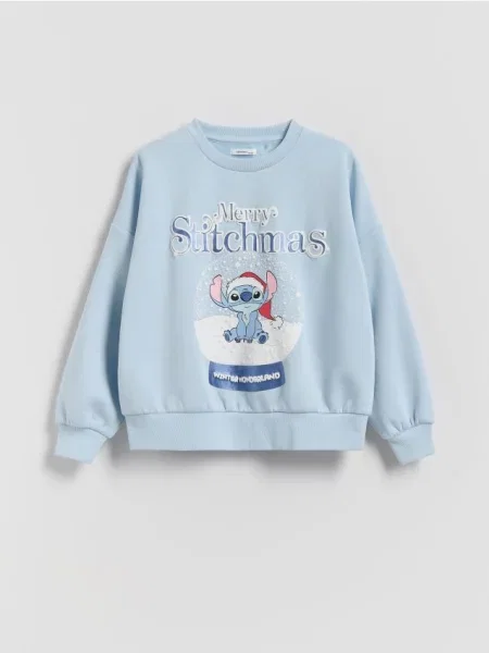 Reserved Świąteczna bluza Lilo i Stitch jasnoniebieski