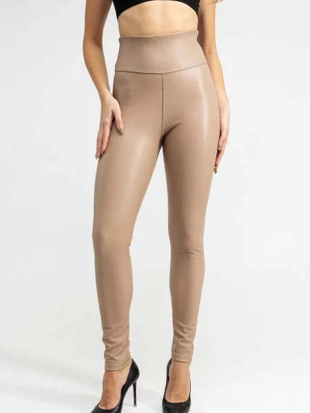 Кожаные леггинсы коричневі
