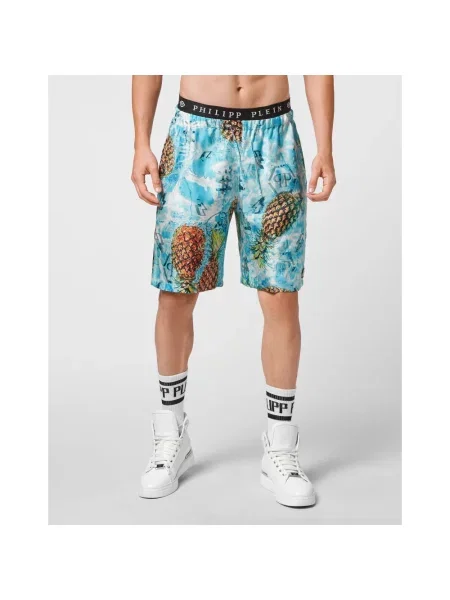 Jedwabne szorty Philipp Plein niebieskie