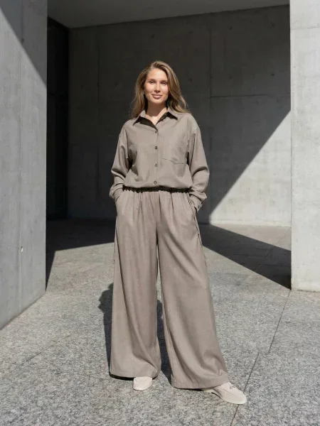 Палаццо Seventeen бавовна/віскоза бежевий