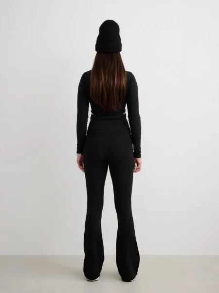Legginsy rozszerzane wysoki stan drapane wnętrze Warming Flare czarne