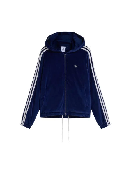 Welurowa kurtka jeansowa Adidas granatowa