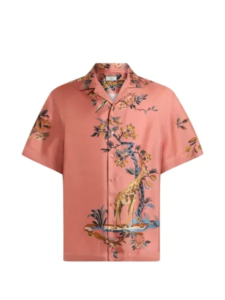 Cămașă Etro de mătase cu model floral cu imagine roz