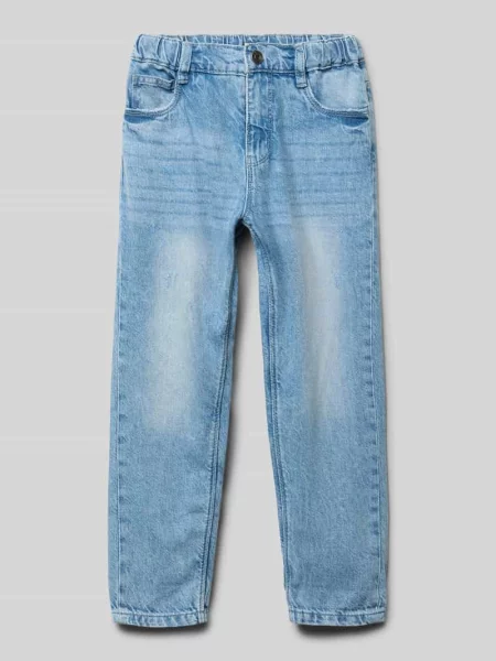 Jeansy o kroju straight fit z częściowo elastycznym pasem Blue Seven niebieskie
