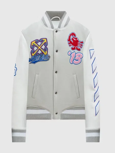 Комбінований бомбер Characters з нашивками логотипа Off-white сірий