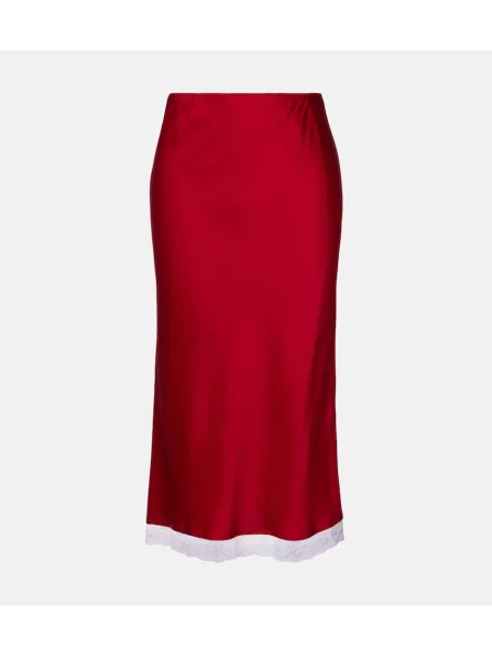 Fustă midi Victoria Beckham din satin până la genunchi roz