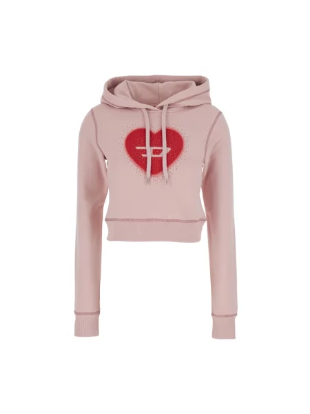 Bluza z kapturem Diesel z kapturem z cyrkoniami w serca różowa