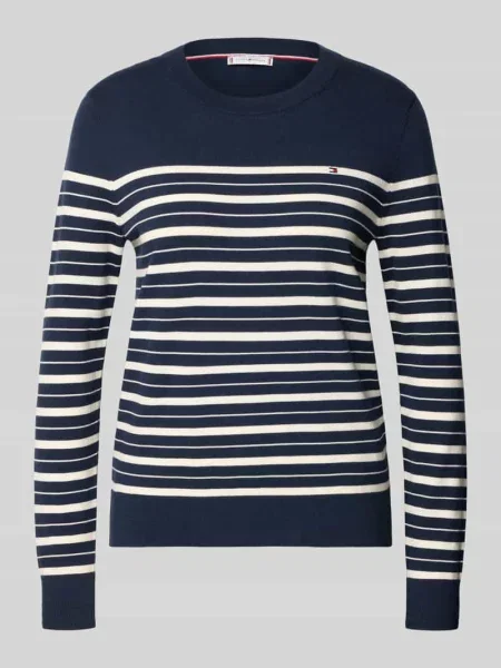 Regular Fit sweter z dzianiny z mieszanki bawełny Tommy Hilfiger granatowy