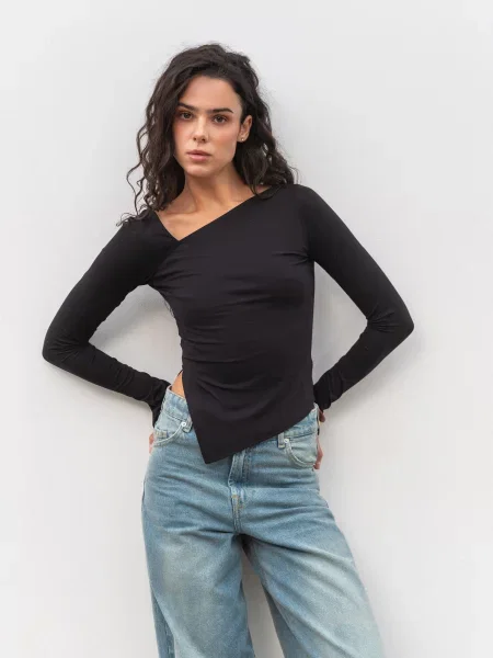Лонгслів Romashka Вердес віскоза/нейлон чорний