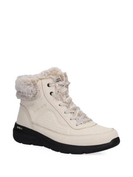 Кожена тапицерия боти Skechers с козина бяло