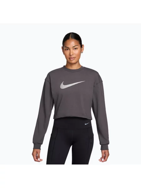 Bluză de antrenament pentru femei Nike Pro Dri-Fit Crew Neck thunder grey/metallic silver/white alb