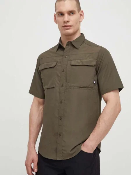 Риза The North Face Sequoia мъжка със стандартна кройка с класическа яка зелено