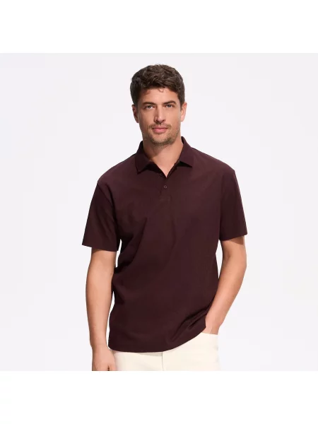 Reserved Vzorované polo tričko střihu comfort hnědá