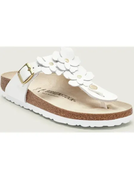 Birkenstock șlapi de piele Gizeh alb