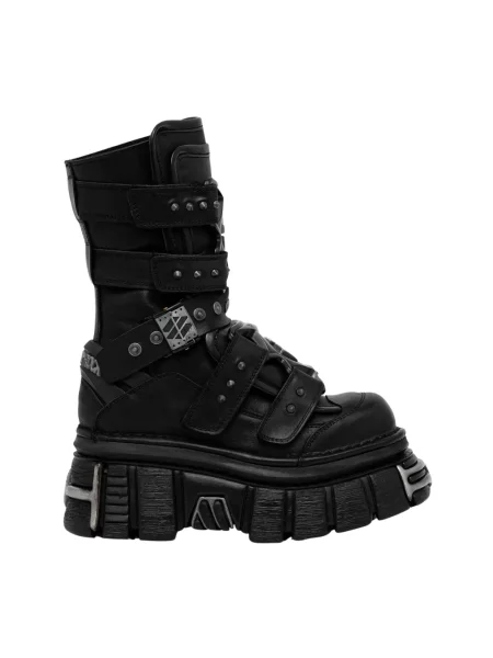 Botki New Rock skórzane czarne