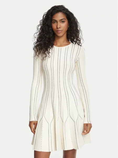 Elisabetta Franchi Трикотажна сукня Кремовий Fitted Fit