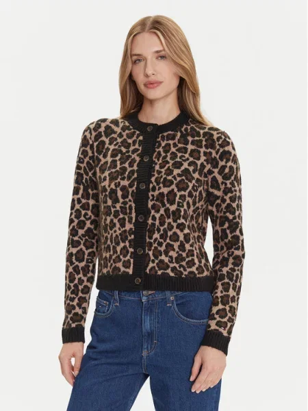 Tommy Jeans Pletena jopica Leopard rjava