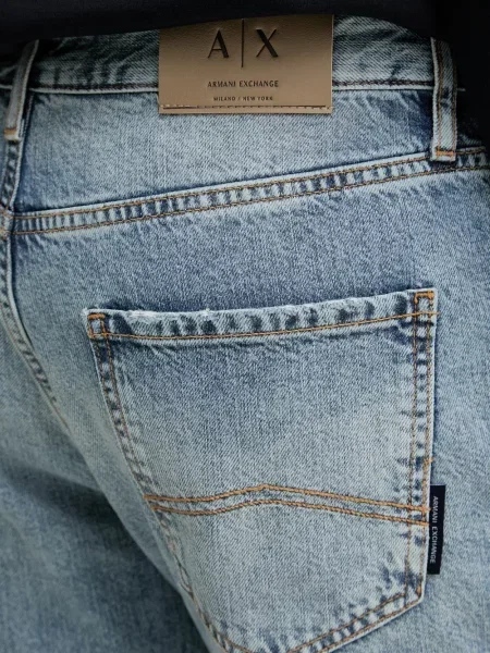 Blugi Armani Exchange zdrențuiți albastru