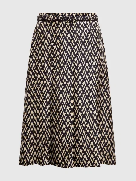 Спідниця міді із шовку в принт Toute la V Valentino чорна