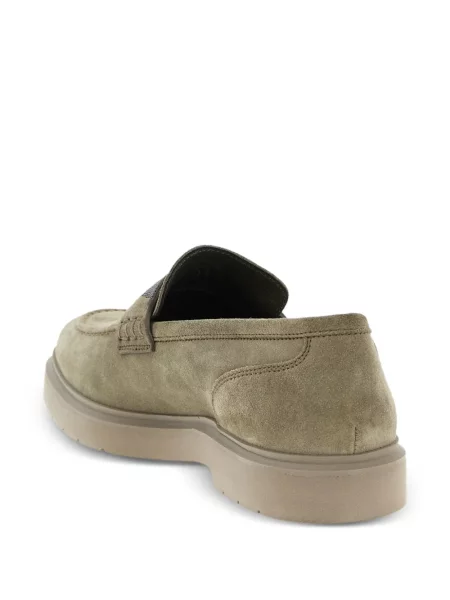 Pantofi loafer Brunello Cucinelli din piele de căprioară verde