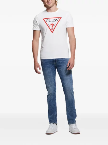 Tricou Guess cu imagine din jerseu alb