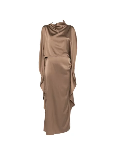 Rochie midi Ruohan drapată maro
