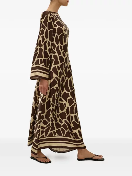 Rochie maxi Faithfull The Brand lungă de costum maro