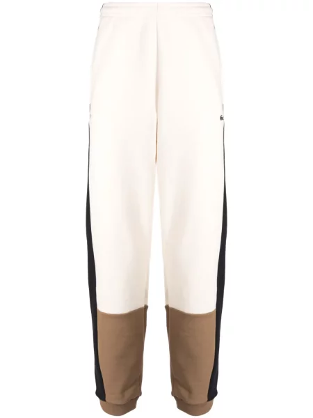 Pantaloni Lacoste cu broderie alergare alb