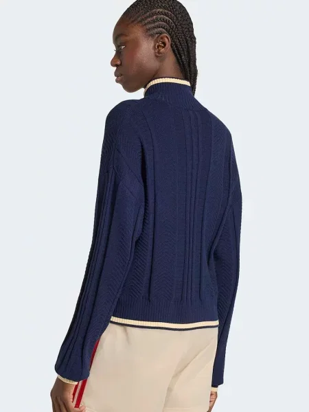 Adidas Originals kardigán dámsky Cable Knit Firebird modrá