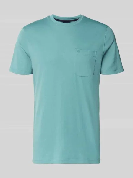 T-shirt z okrągłym dekoltem i kieszenią na piersi Christian Berg Men zielona