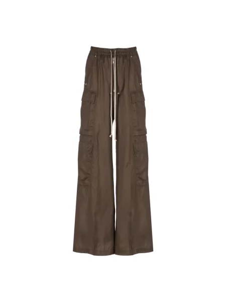 Spodnie cargo Rick Owens skórzane brązowe