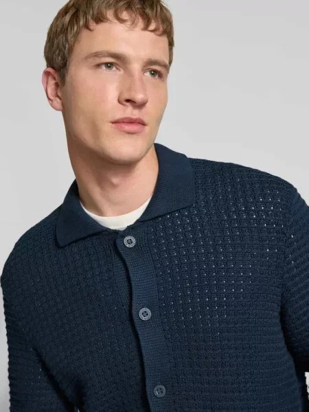 Kardigan rozpinany o kroju regular fit z czystej bawełny Marc O'polo Denim granatowy