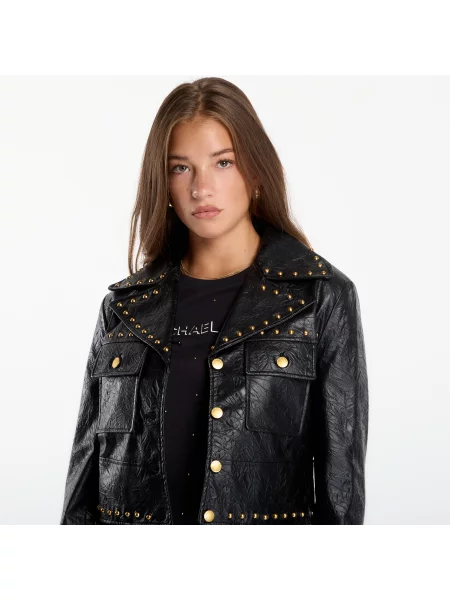 Μπουφάν Michael Kors Studded Fx Leather Jacket Black μαύρο