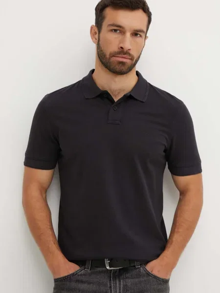 Polo majica Boss Orange bez uzorka crna