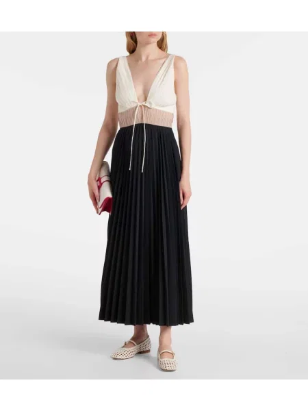 Rochie midi Simkhai plisată până la genunchi din poplin