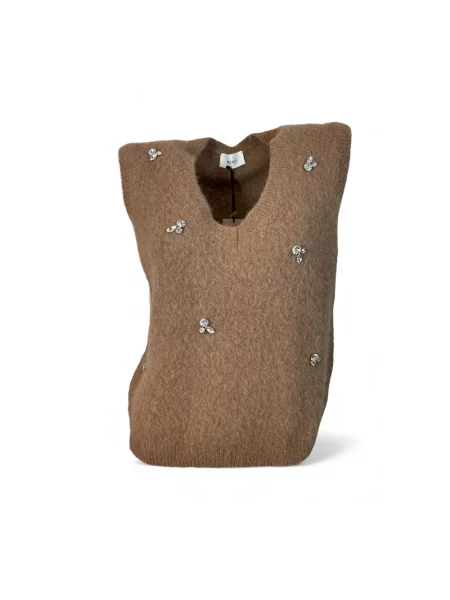 Dzianinowy sweter Vicolo bez rękawów brązowy