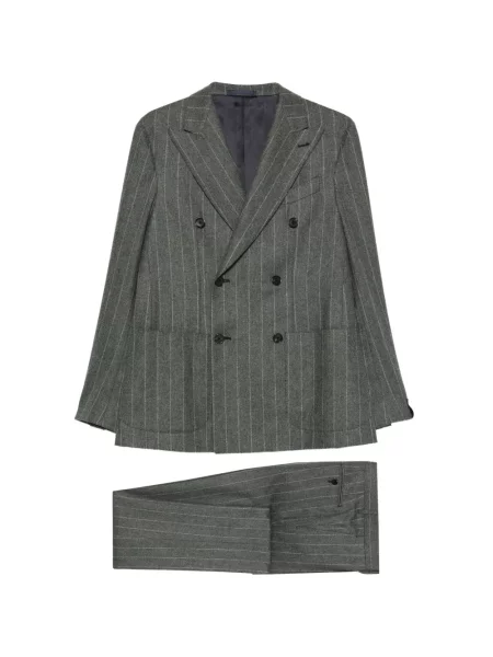 Costum Caruso de lână cu două rânduri de nasturi gri
