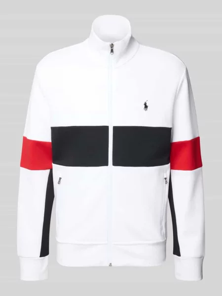 Bluza rozpinana ze stójką i zapinanymi na błyskawiczny Polo Ralph Lauren biała