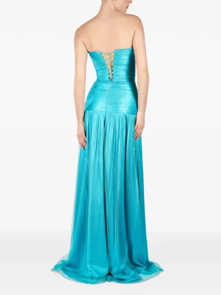 Rochie maxi Andreea Veneciuc cu volane albastru