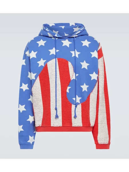 Hanorac cu glugă Erl cu dungi albastru