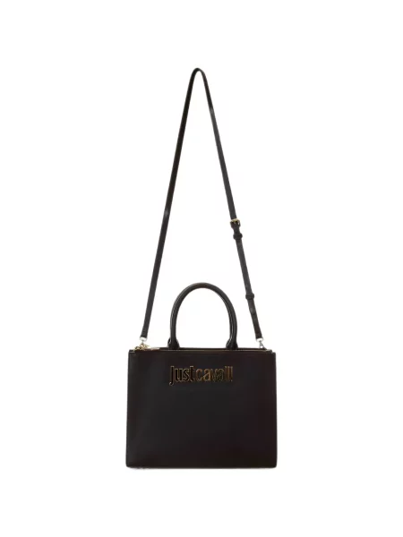 Geantă shopper Just Cavalli cu autograf negru