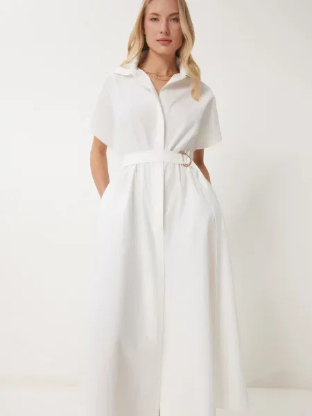 Happiness İstanbul Rochie tip bluză alb